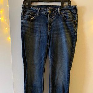 Silver Suki Ankle Jeans with Frayed Hem